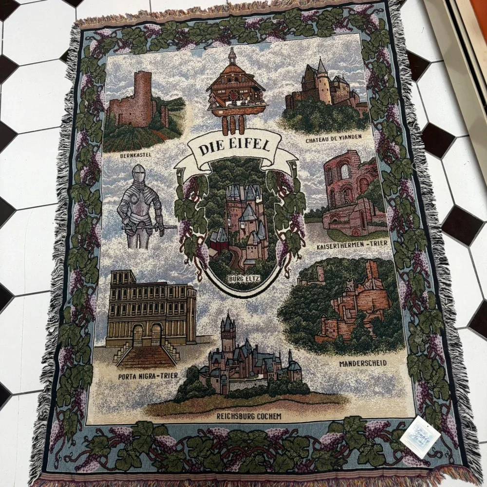 Simply Home Eifel Germany Woven Tapestry Throw Burg Eltz Castles Fringed 10
